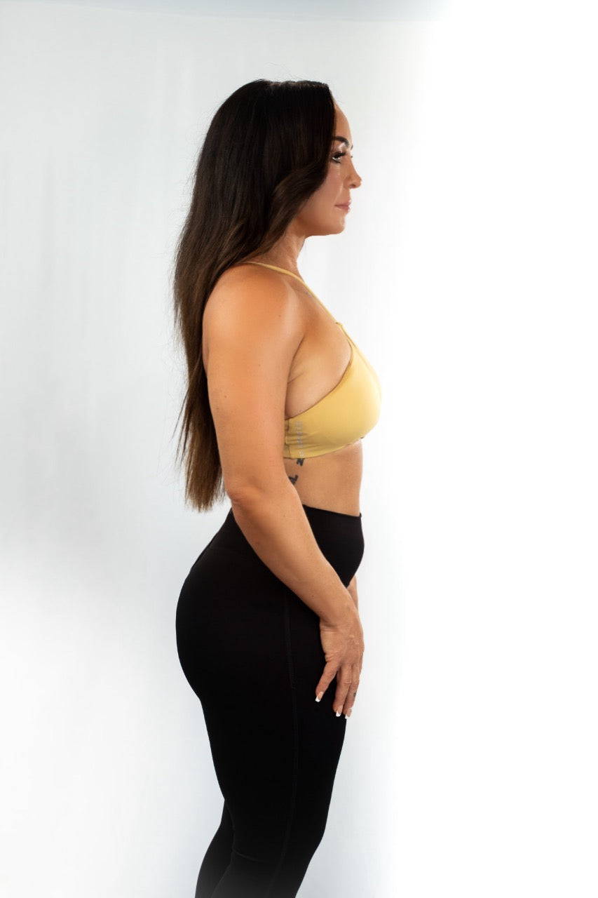 Beige Cross Neck Twist Crop