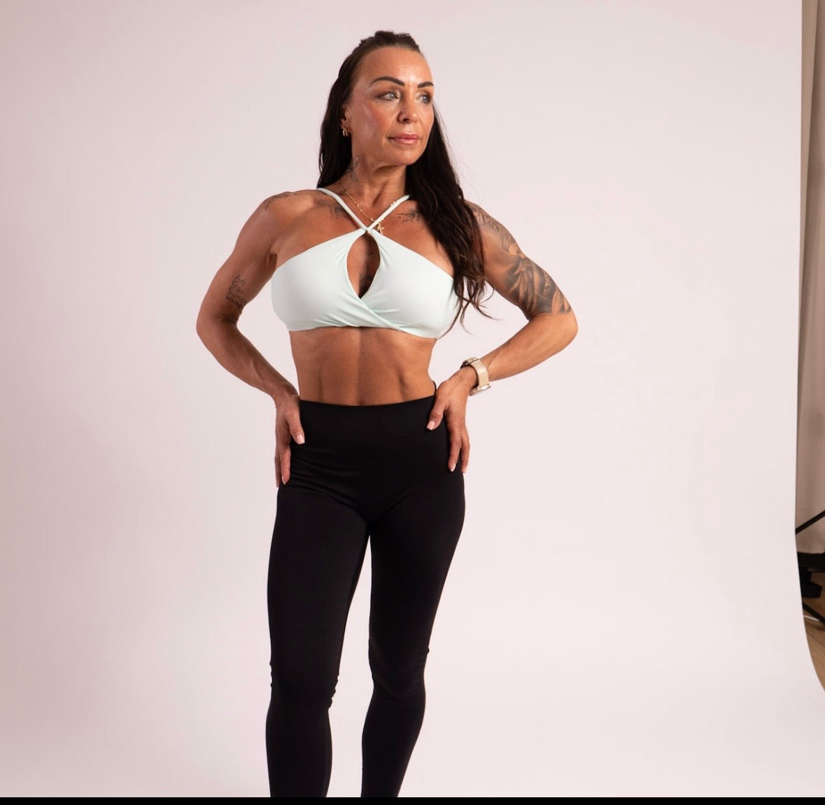 Mint Cross Neck Twist Crop