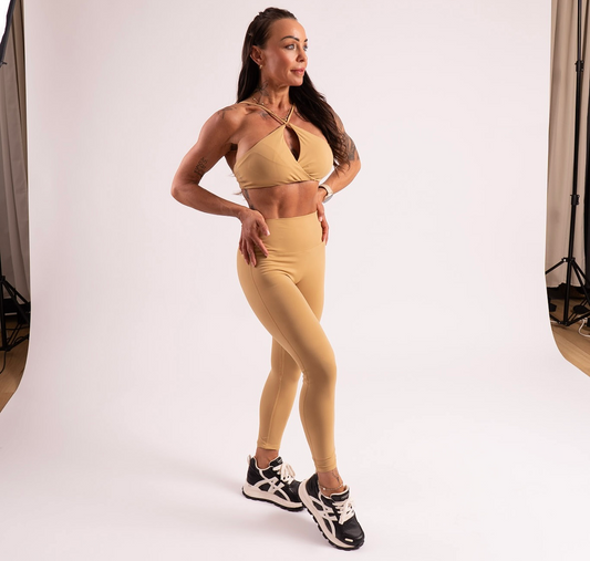 Beige Cross Neck Twist Crop