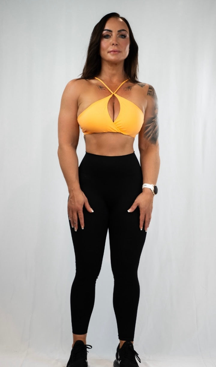 Orange Cross Neck Twist Crop